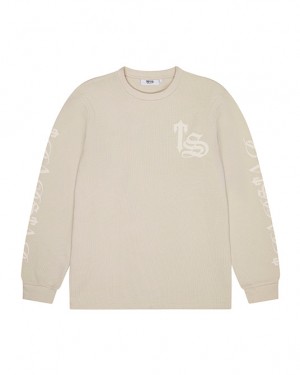 Beige Trapstar Waffle LS Top Men's Sweatshirts Canada | LBSAO-2705