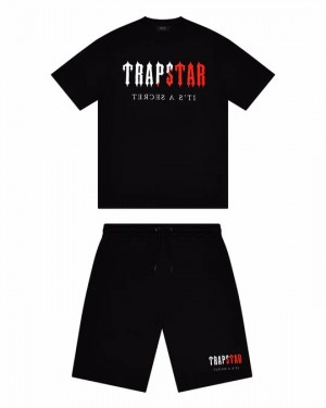 Black Trapstar Chenille Decoded Men's Short Set Canada | EXIWA-0978