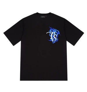 Black Trapstar Chrome Flame Ss23 Men's T-shirts Canada | UVFCE-2514