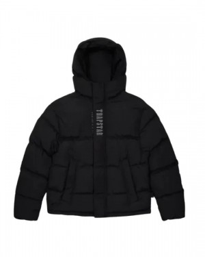Black Trapstar Decoded Hooded Padded Men's Puffer Jackets Canada | CWPDR-3279