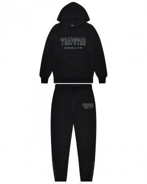 Black Trapstar Decoded Solid Chenille Hooded Men's Tracksuits Canada | HFZKY-9324