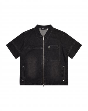 Black Trapstar Deconstruct Rivet Men's Shirts Canada | ENODW-9605