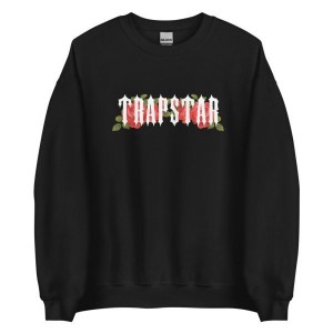 Black Trapstar Flowers Men's Sweatshirts Canada | PDYOG-6934