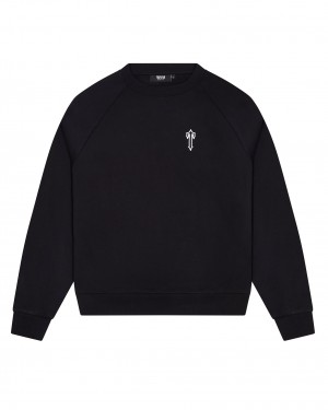 Black Trapstar Foundation Crew Men's Sweatshirts Canada | IRHUX-6937