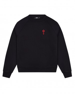 Black Trapstar Foundation Crew Men's Sweatshirts Canada | EKIOX-0237