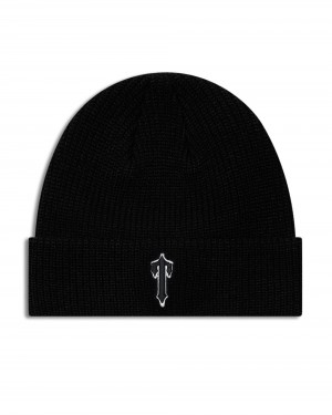 Black Trapstar Foundation Men's Beanie Canada | PQAUL-4567