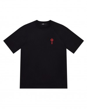 Black Trapstar Foundation Men's T-shirts Canada | NRYEG-8074