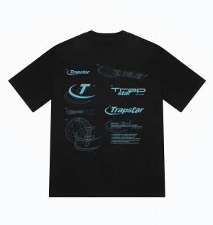 Black Trapstar Hyperdrive Odyssey Men's T-shirts Canada | HZRXQ-4296