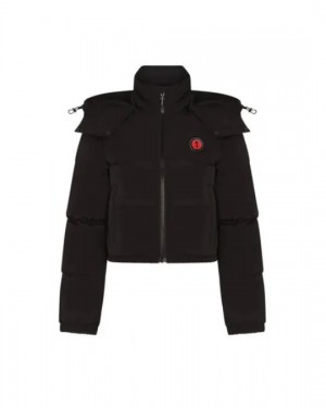 Black Trapstar Irongate Detachable Hooded Women's Puffer Jackets Canada | SFPEM-6205