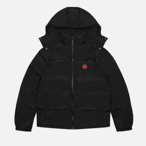 Black Trapstar Irongate Detachable Hooded Men's Puffer Jackets Canada | IJXSG-1852