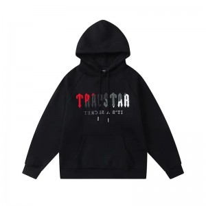 Black Trapstar It’s A Secret Red-Gray Logo Men's Hoodies Canada | NZJCK-0873