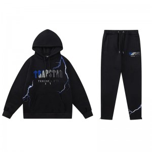Black Trapstar Lightning Men's Tracksuits Canada | BNQPH-6190