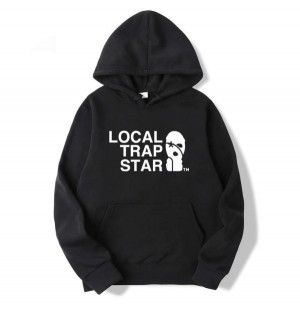 Black Trapstar Local Men's Hoodies Canada | CGHJT-2938