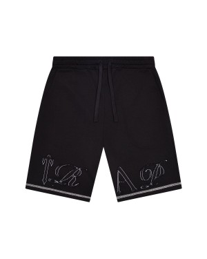 Black Trapstar Patchwork Script Men's Shorts Canada | DWNYI-7148