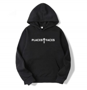 Black Trapstar Places T-Faces Men's Hoodies Canada | JKFWE-5840