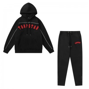 Black Trapstar Red Logo Men's Tracksuits Canada | DJNIL-1532