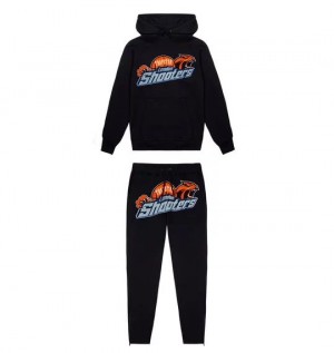 Black Trapstar Shooters Hoodie Men's Tracksuits Canada | ITRMA-7483