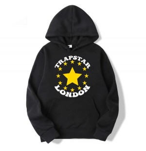 Black Trapstar Stars London Men's Hoodies Canada | ZHFNJ-8167