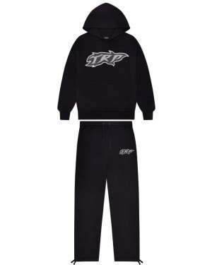 Black Trapstar TRP Flame Men's Tracksuits Canada | TYQGS-9431