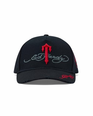 Black Trapstar x Ed Hardy Irongate T Men's Caps Canada | WQYBA-3590