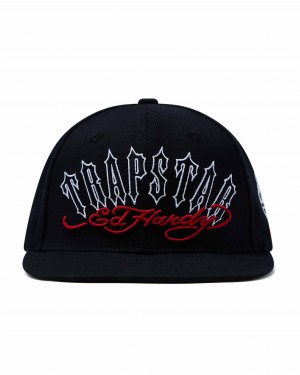 Black Trapstar x Ed Hardy Snapback Women's Caps Canada | SPUWY-7968