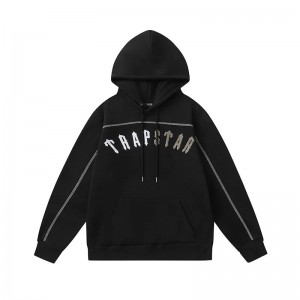 Black Trapstar White-Gray Logo Men's Hoodies Canada | ELRID-8607