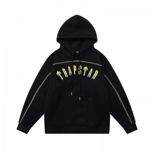 Black Trapstar Yellow Logo Men's Hoodies Canada | OVWSA-2089