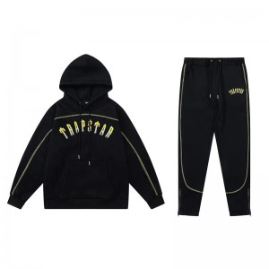 Black Trapstar Yellow Logo Men's Tracksuits Canada | EYATZ-0459