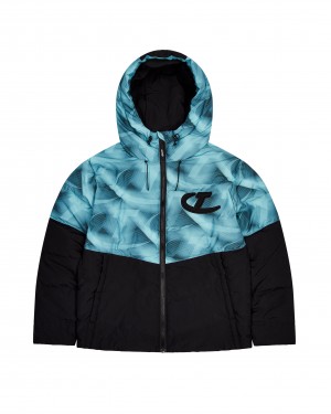 Black / Blue Trapstar Hyperdrive Hooded Men's Puffer Jackets Canada | BXVGQ-5324