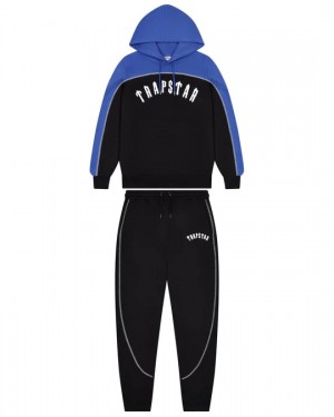 Black / Blue Trapstar Irongate Chenille Arce Hooded Men's Tracksuits Canada | NGSAI-4570