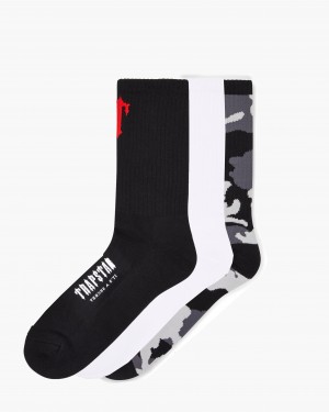 Black / Camo Trapstar 3 Pack Irongate T Men's Socks Canada | BECNH-1043