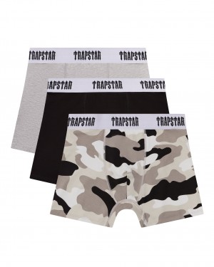Black / Grey / Camo Trapstar 3 Pack Men's Boxer Canada | VGAKE-5704