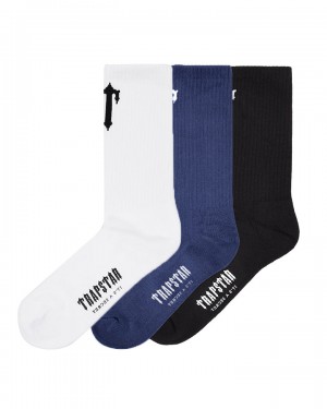 Black / Navy / White Trapstar 3 Pack Irongate T Men's Socks Canada | XLJCN-5163