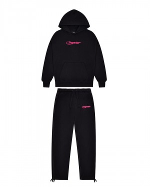 Black / Pink Trapstar Hyperdrive Embroidered Men's Tracksuits Canada | LVYGA-1632