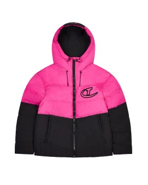 Black / Pink Trapstar Hyperdrive Hooded Men's Puffer Jackets Canada | TJZNP-5173