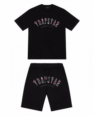 Black / Pink Trapstar Irongate Arch Camo Men's Short Set Canada | QMEDO-8714