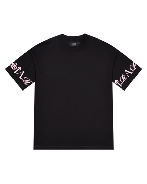 Black / Pink Trapstar Script Men's T-shirts Canada | HTYEP-3516