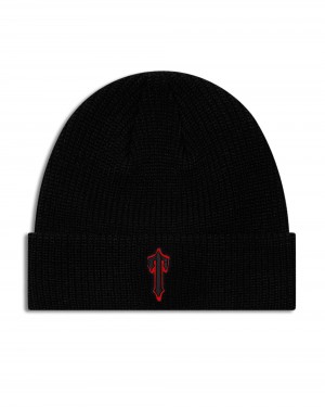Black / Red Trapstar Foundation Men's Beanie Canada | YUEIR-4803