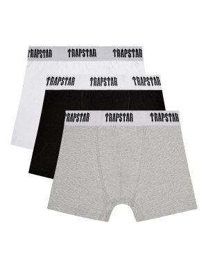 Black / White / Grey Trapstar 3 Pack Men's Boxer Canada | NZLXM-1485