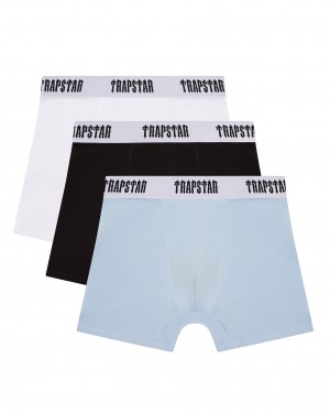 Black / White / Light Blue Trapstar 3 Pack Men's Boxer Canada | IBTKV-2145
