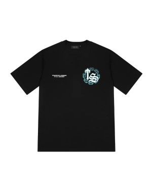 Blackteal Trapstar Chain Script Men's T-shirts Canada | THAIG-0276