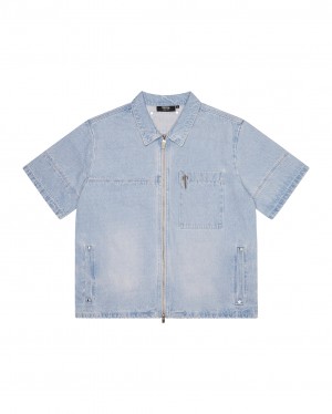 Blue Trapstar Deconstruct Rivet Men's Shirts Canada | LFTQV-3792