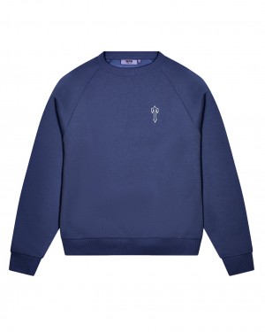 Blue Trapstar Foundation Crew Men's Sweatshirts Canada | YCFRN-1354