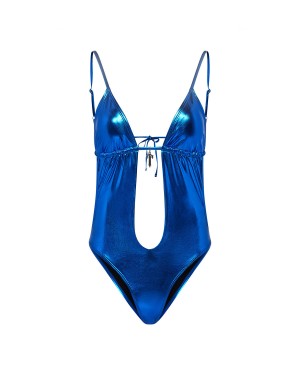 Blue Trapstar Metallic Cutout One Piece Women's Swimsuit Canada | TYRHF-9837