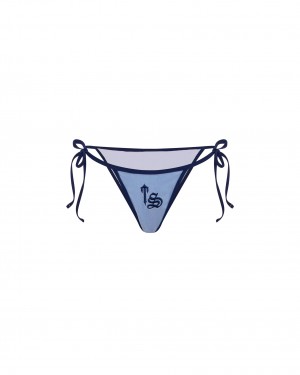 Blue Trapstar Terry Script Women's Bikini Bottoms Canada | TRHMX-8053