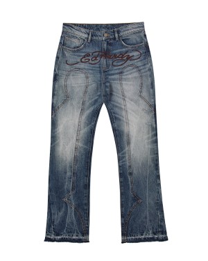 Blue Trapstar x Ed Hardy Denim Men's Jeans Canada | TFOVC-2469