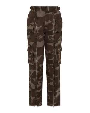 Brown Trapstar Arch Applique Distressed Denim Women's Cargos Canada | DAOQN-1254