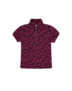 Burgundy Pink Trapstar Jacquard Fitted Zip Crop Top Women's T-shirts Canada | NBAKZ-0925