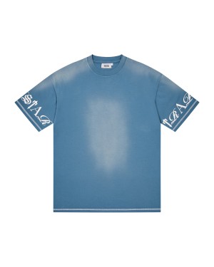 Denim Blue Trapstar Script 2.0 Men's T-shirts Canada | KRSPX-0682