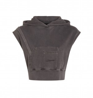 Enzyme Wash Trapstar Deconstructed Cropped Sleeveless Women's Hoodies Canada | IBNQS-9176